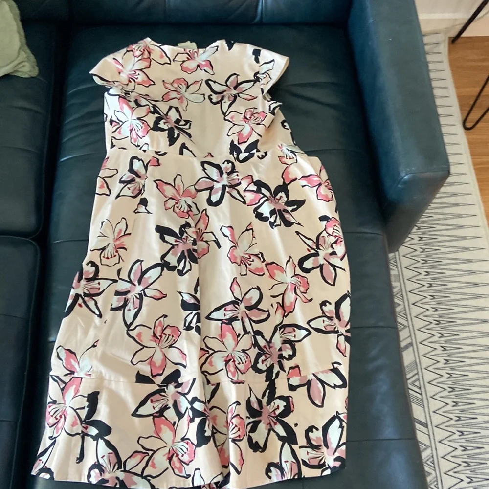 kate spade Cream Floral Wrap Dress with Pink and Black Accents